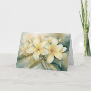 Tarjeta de bienvenida de plumeria amarilla de la c