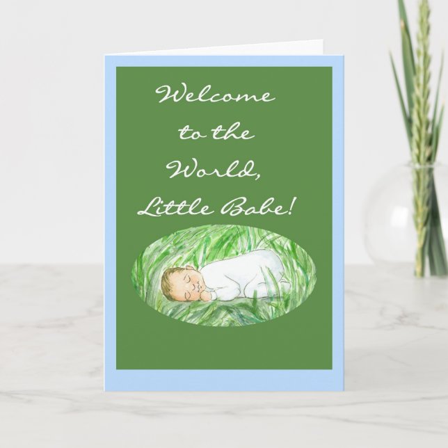 Tarjeta de bienvenida de recién nacido Boy (Anverso)