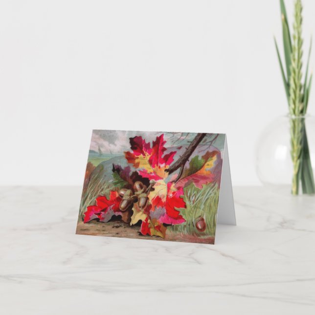 Tarjeta de bienvenida de solsticio de otoño con ho (Anverso)