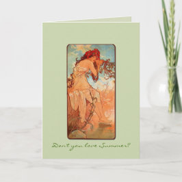 Tarjeta de bienvenida de solsticio de verano Chica