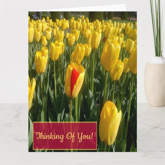 Tarjeta de bienvenida de tulipanes amarillos (Anverso)