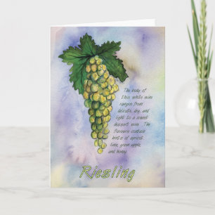Tarjeta de bienvenida de uvas de vino Riesling