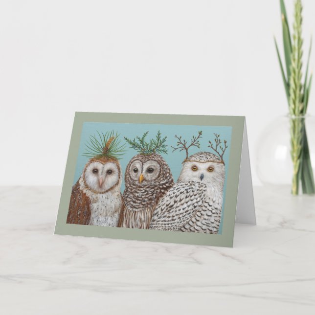 Tarjeta de bienvenida de Winter Owls (Anverso)
