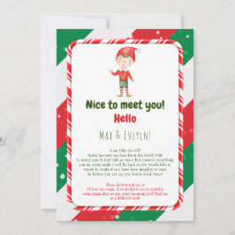 Tarjeta de bienvenida del niño duende de Navidad