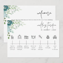 Tarjeta de bienvenida Dusty Blue Floral Boda Timel