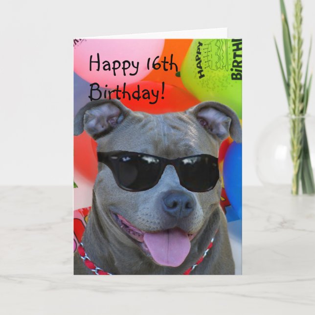 Tarjeta de bienvenida feliz cumpleaños Pitbull (Anverso)
