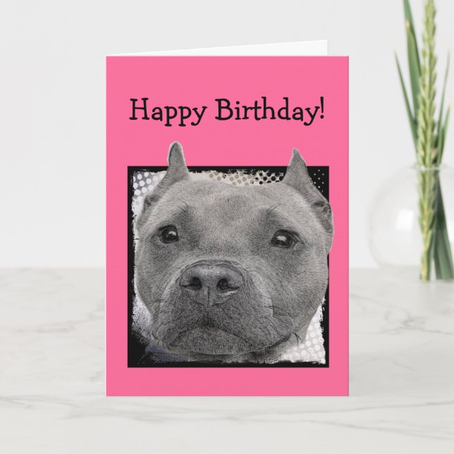 Tarjeta de bienvenida feliz cumpleaños Pitbull (Anverso)