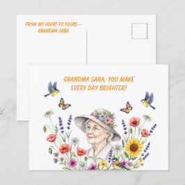 Tarjeta de bienvenida floral de la abuela