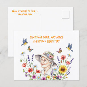 Tarjeta de bienvenida floral de la abuela