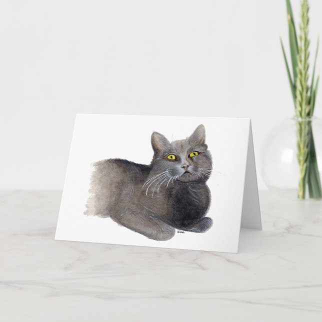 Tarjeta de bienvenida Gato Gris Sympathy (Anverso)