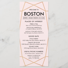 Tarjeta de bienvenida Geométrica Rosa Gold Boda