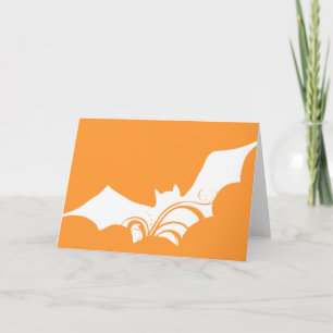 Tarjeta de bienvenida Halloween Bat White Color Ha