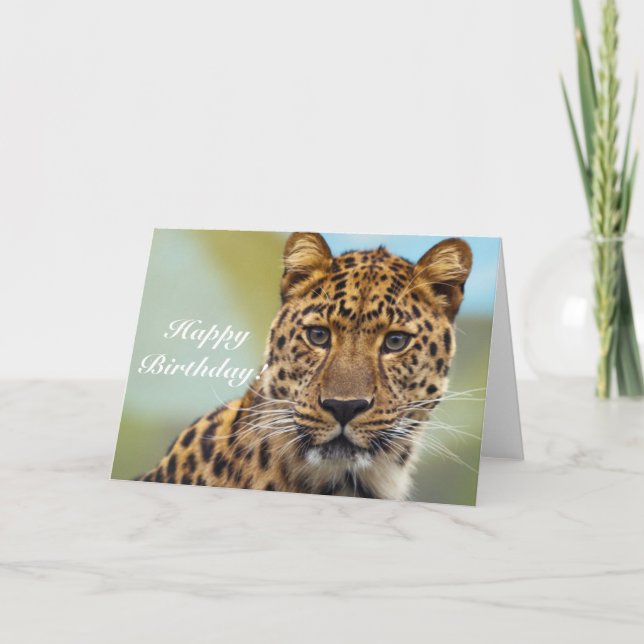 Tarjeta de bienvenida Happy Birthday Leopard (Anverso)