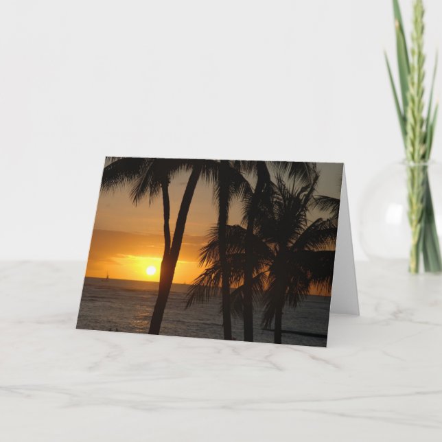 Tarjeta de bienvenida Hawaiian Sunset en blanco (Anverso)