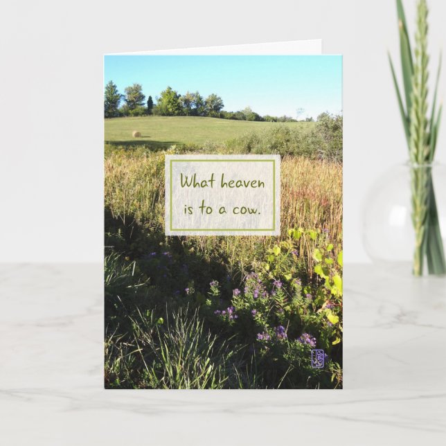 Tarjeta de bienvenida Heaven to a Cow New Country (Anverso)