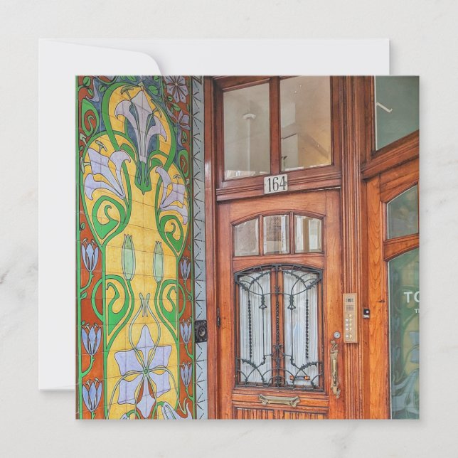 Tarjeta de bienvenida holandesa Art Nouveau (Anverso)