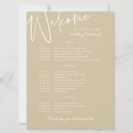 Tarjeta de bienvenida Itinerario de oro para fin d