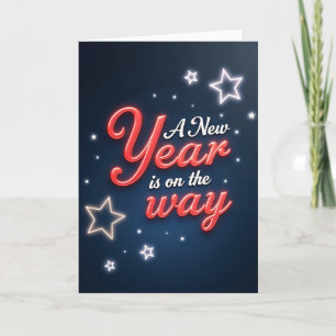 Tarjeta de bienvenida luminosa de año nuevo