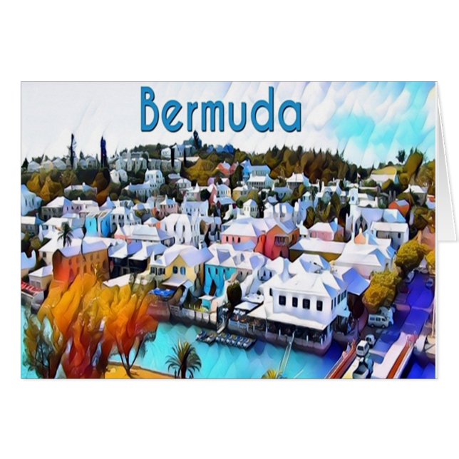 Tarjeta de bienvenida Neon Pop Art Bermuda (Anverso (Horizontal))