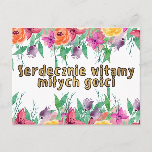 Tarjeta de bienvenida para joven pareja polaca (Anverso)