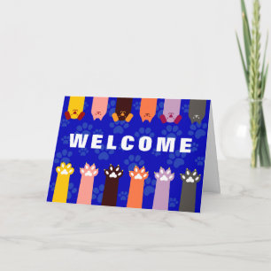 Tarjeta de Bienvenida para Mascotas Perro Gato en 