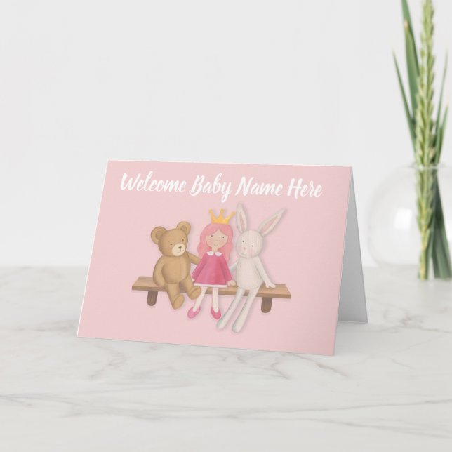 Tarjeta de bienvenida para niñas bebés (Anverso)