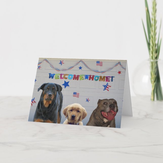 Tarjeta de bienvenida para perros militares en cas (Anverso)