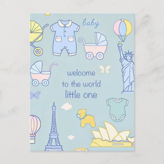 Tarjeta de bienvenida para recién nacidos/postal (Anverso)