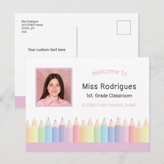 Tarjeta de Bienvenida Personalizada Colorida para  (Anverso / Reverso)