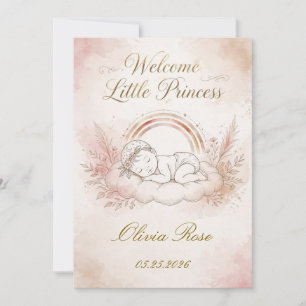 Tarjeta de Bienvenida Personalizada para Bebé Niña