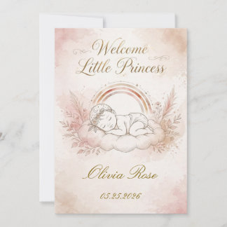 Tarjeta de Bienvenida Personalizada para Bebé Niña