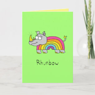 Tarjeta de bienvenida Rhinbow Rhino Rainbow Green