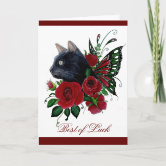 Tarjeta de bienvenida roja rosa negra de hada negr