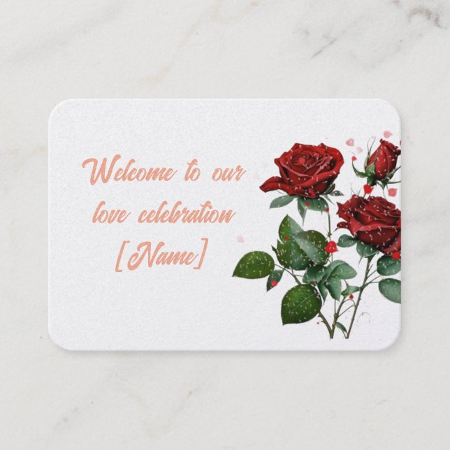 Tarjeta de bienvenida romántica para la celebració (Anverso)