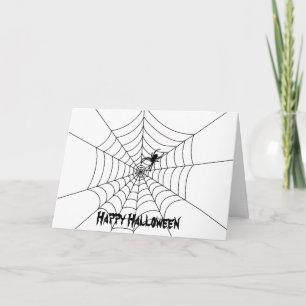 Tarjeta de bienvenida Spider Web Halloween - en bl