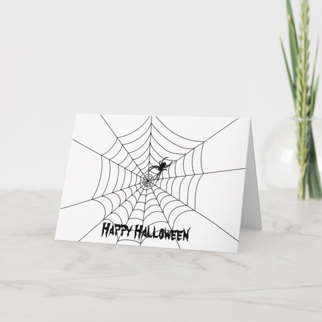 Tarjeta de bienvenida Spider Web Halloween - en bl (Anverso)
