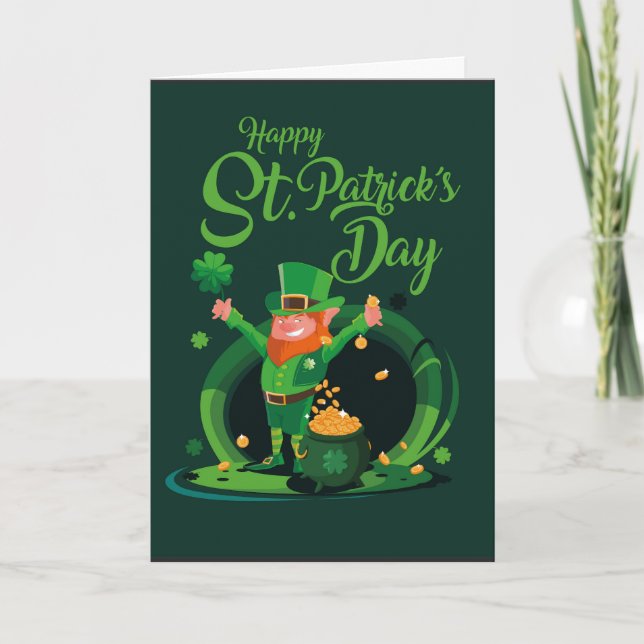 Tarjeta de bienvenida St. Patrick's Day Leprechaun (Anverso)