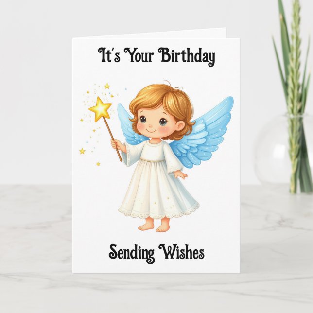 Tarjeta de bienvenida Sweet Angel Birthday (Anverso)