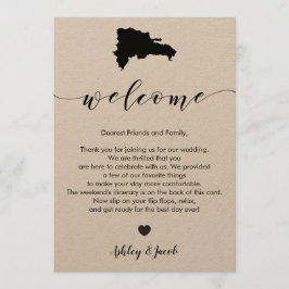 Tarjeta de bienvenida tineraria para Boda de Repúb