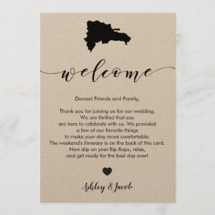 Tarjeta de bienvenida tineraria para Boda de Repúb