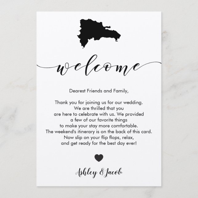 Tarjeta de bienvenida tineraria para Boda de Repúb (Anverso)