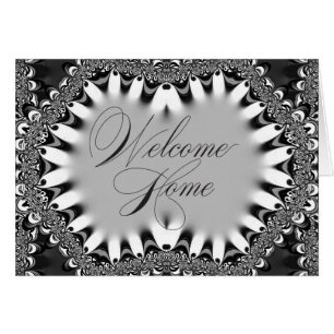 Tarjeta de bienvenida tribal Batik Lace Black & Si