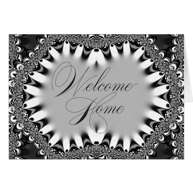 Tarjeta de bienvenida tribal Batik Lace Black & Si (Anverso (Horizontal))