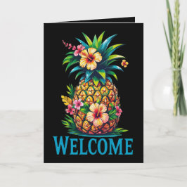 Tarjeta de bienvenida Tropical Pineapple Aloha