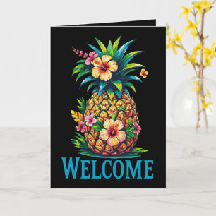 Tarjeta de bienvenida Tropical Pineapple Aloha