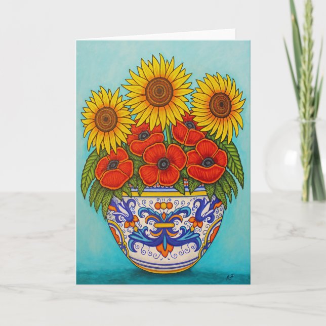 Tarjeta de bienvenida Umbria Bouquet Poppy Sunflow (Anverso)