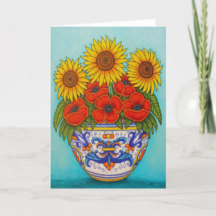 Tarjeta de bienvenida Umbria Bouquet Poppy Sunflow