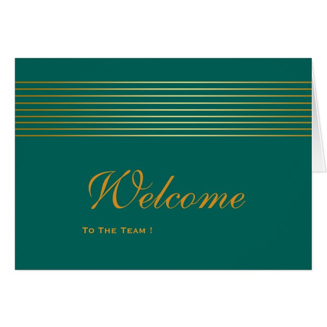 Tarjeta de bienvenida verde con franja dorada (Anverso (Horizontal))