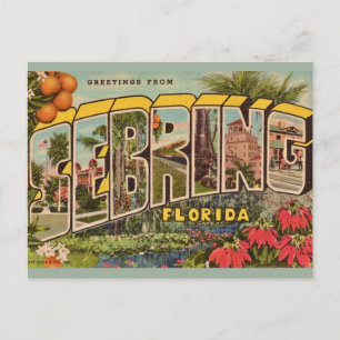 Tarjeta de bienvenida vintage Sebring Florida