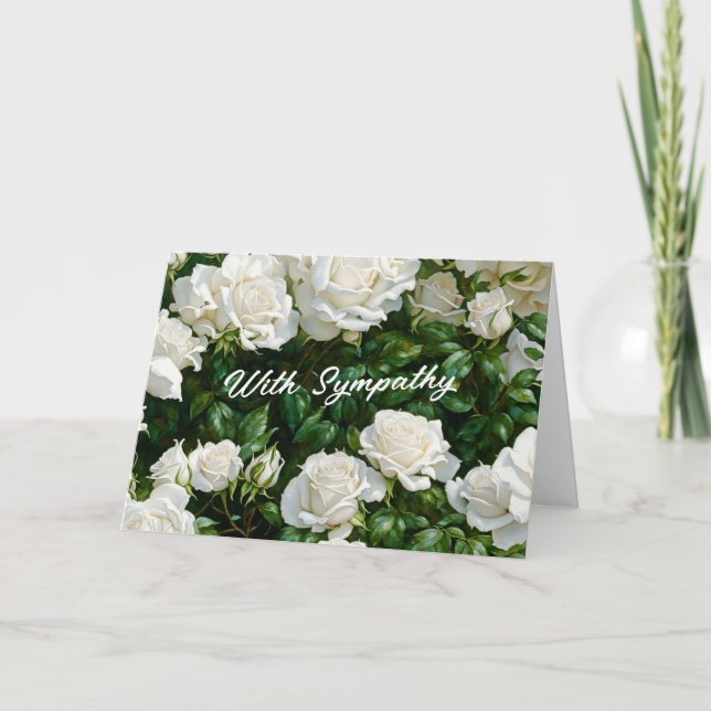 Tarjeta de bienvenida White Roses Garden Art (Anverso)